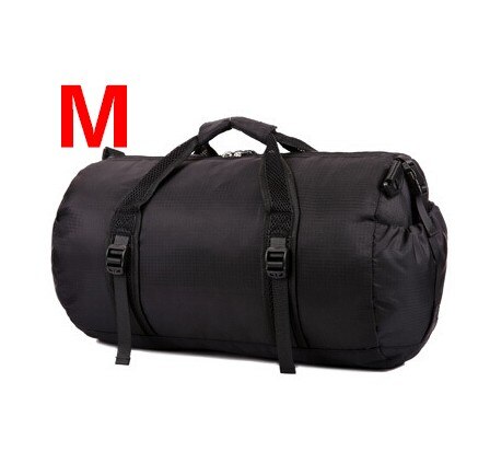 nylon vanntett kvinner reiseveske med stor kapasitet sammenleggbare bagasje poser sammenleggbar uformell kvinnelig tote bag weekender bag: Svart medium