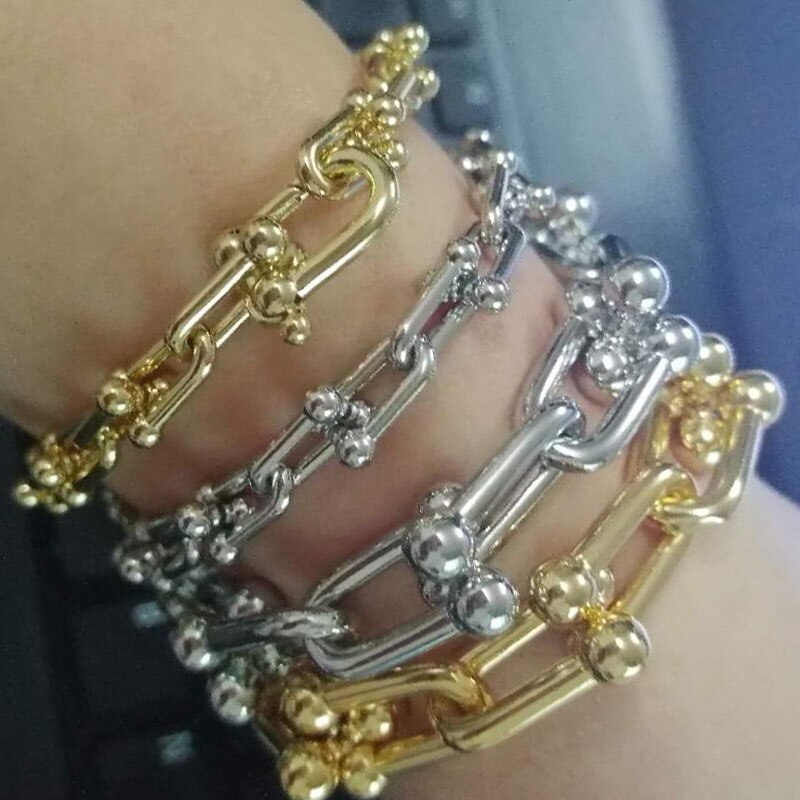 Populär japansk man kvinna manschett överarm armband fet affär rostfritt stål kedja armband high-end smycken