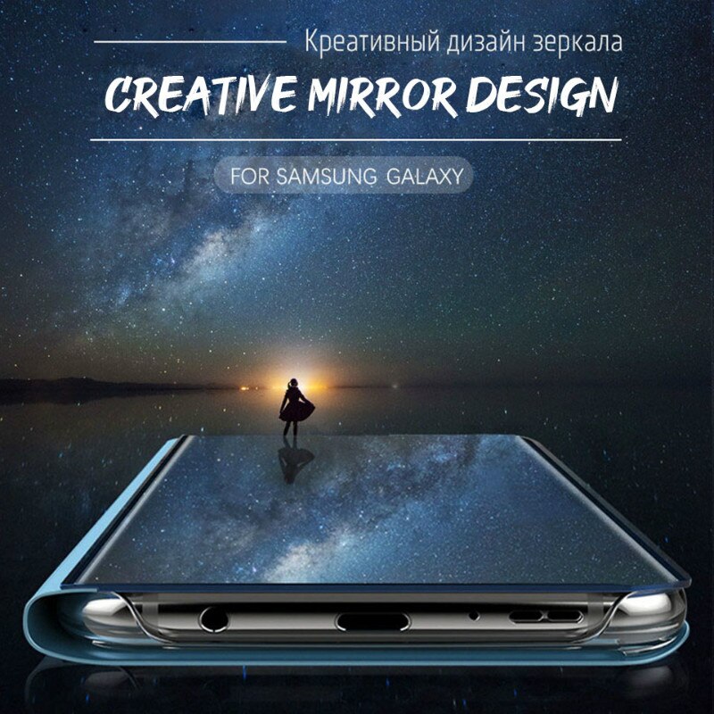 Mirror Flip Case For Huawei P Smart Phone Case Plating Leather Stand Cover For Huawei Y7A Shockproof