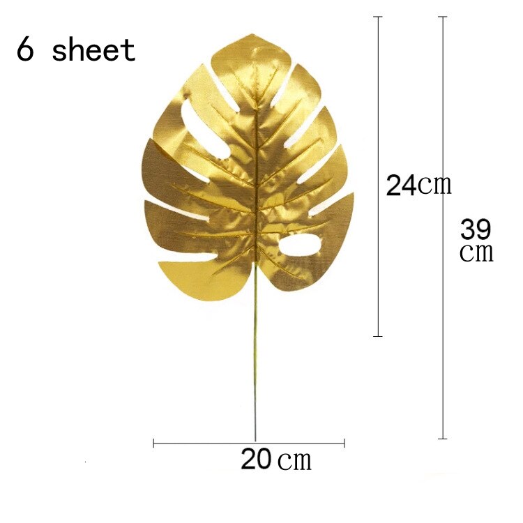 1 pack Artifical Green Palm leaves Hawaii Tropical Turtle Leaf for Kids Birthday Party Jungle Flamingo Summer Party Decoration: 6 pcs gold leaf C