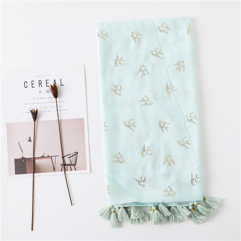 dyr skrive ut bomull skjerf til kvinne blomster svelg fugl pareo sarong badesuite dekke opp: Aa20070 grønne