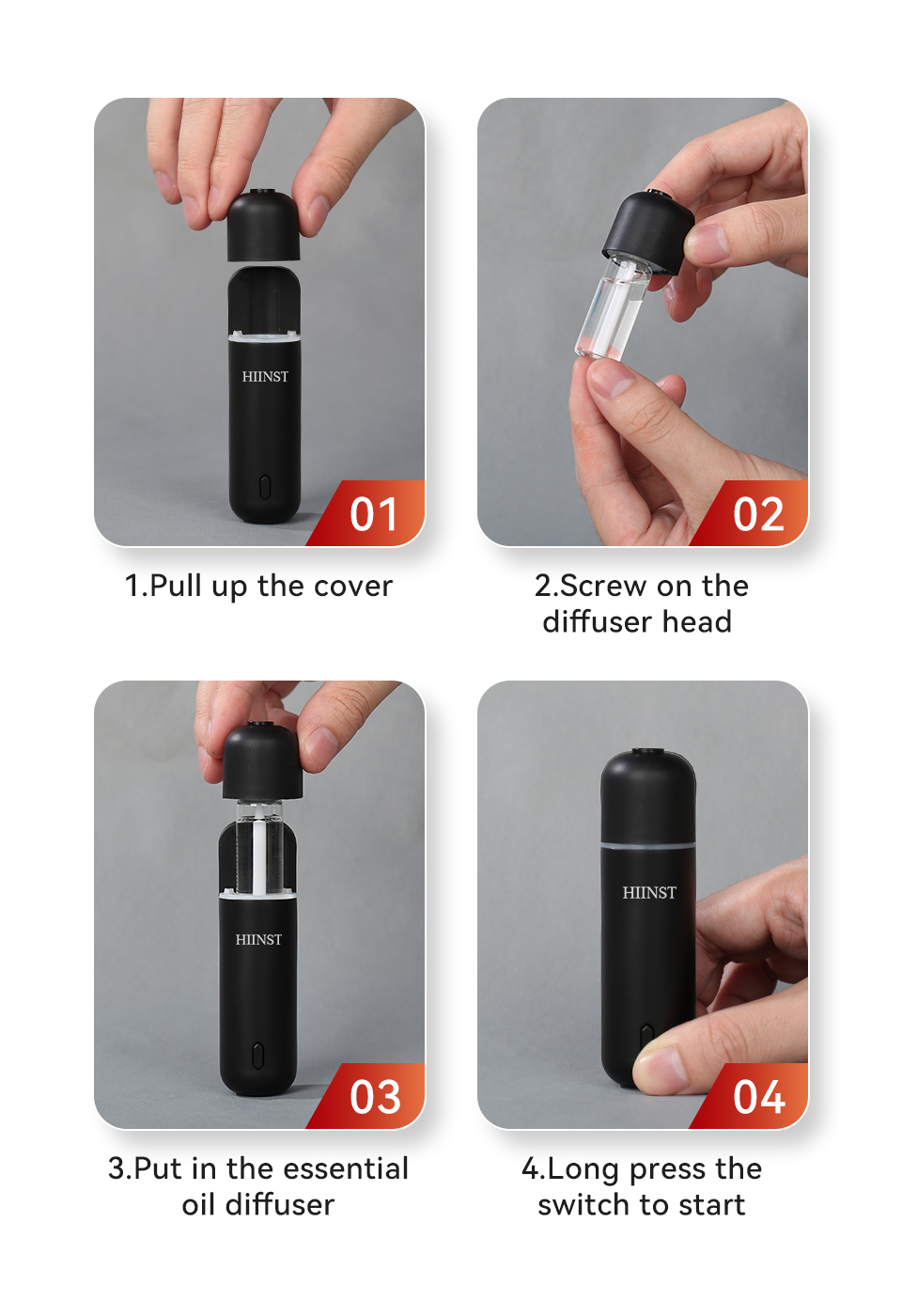 HIINST Car Aroma Diffuser Mini USB Rechargeable Scent Machine Fragrance Oil Car Air Freshener Essential Oil Diffuser Vent Clip