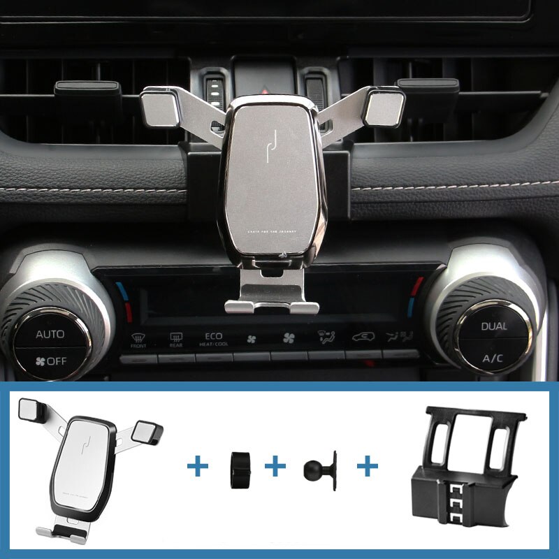 For Toyota RAV4 RAV 4 Car Phone Holder Mount Gravity GPS Wireless Charging Stand Air Vent Mount Fit Smartphone 4.0~6.0inch: C Silver