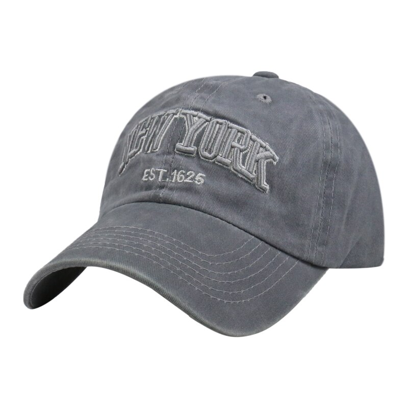 FOXMOTHER-Gorra vaquera negra de algodón con letras bordadas para hombre y mujer, sombrero deportivo con letras bordadas de YORK, utdoor, unisex: Gris