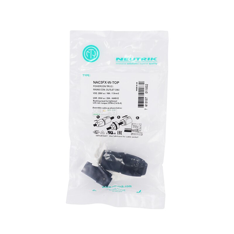 NEUTRIK powerCON TRUE1 TOP 20A Male Female Locking Cable Connector Plug LED Outdoor Aviation IP65 UL50E NAC3FX-W-TOP NAC3MPX-TOP