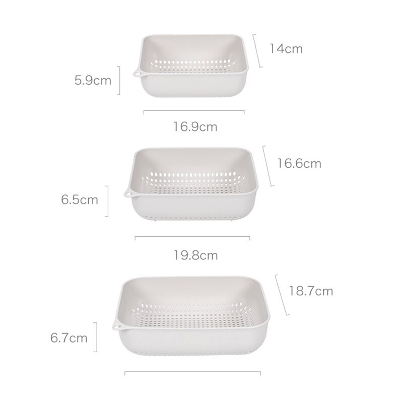 3PCS/Set Kitchen Strainers Colanders Plastic Vegetable Food Strainer Pasta Multifunction Kitchen Drain Basin For Kitchen Tools