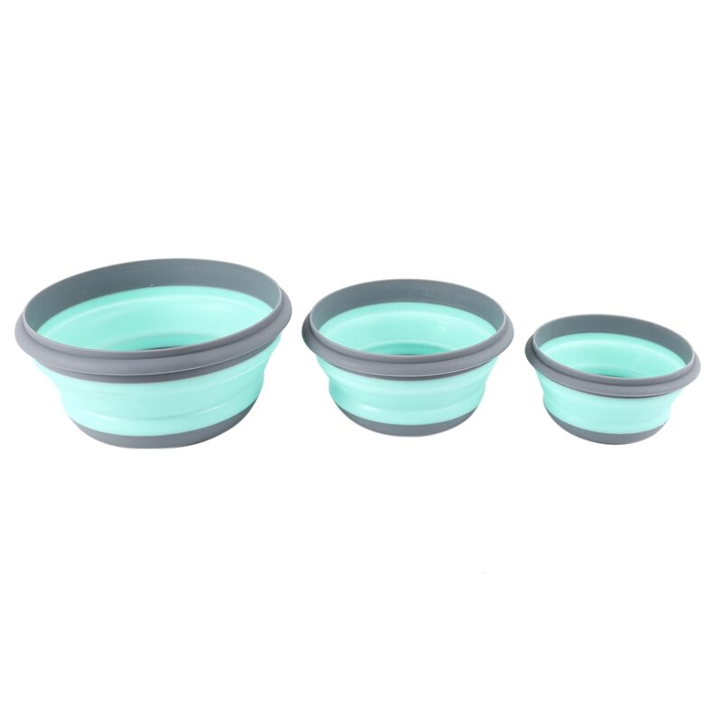3 Stks/set Kom Sets Siliconen Vouwen Lunchbox Vouwen Kom Draagbare Siliconen Vouwen Kom Opvouwbare Slakom Met Deksel