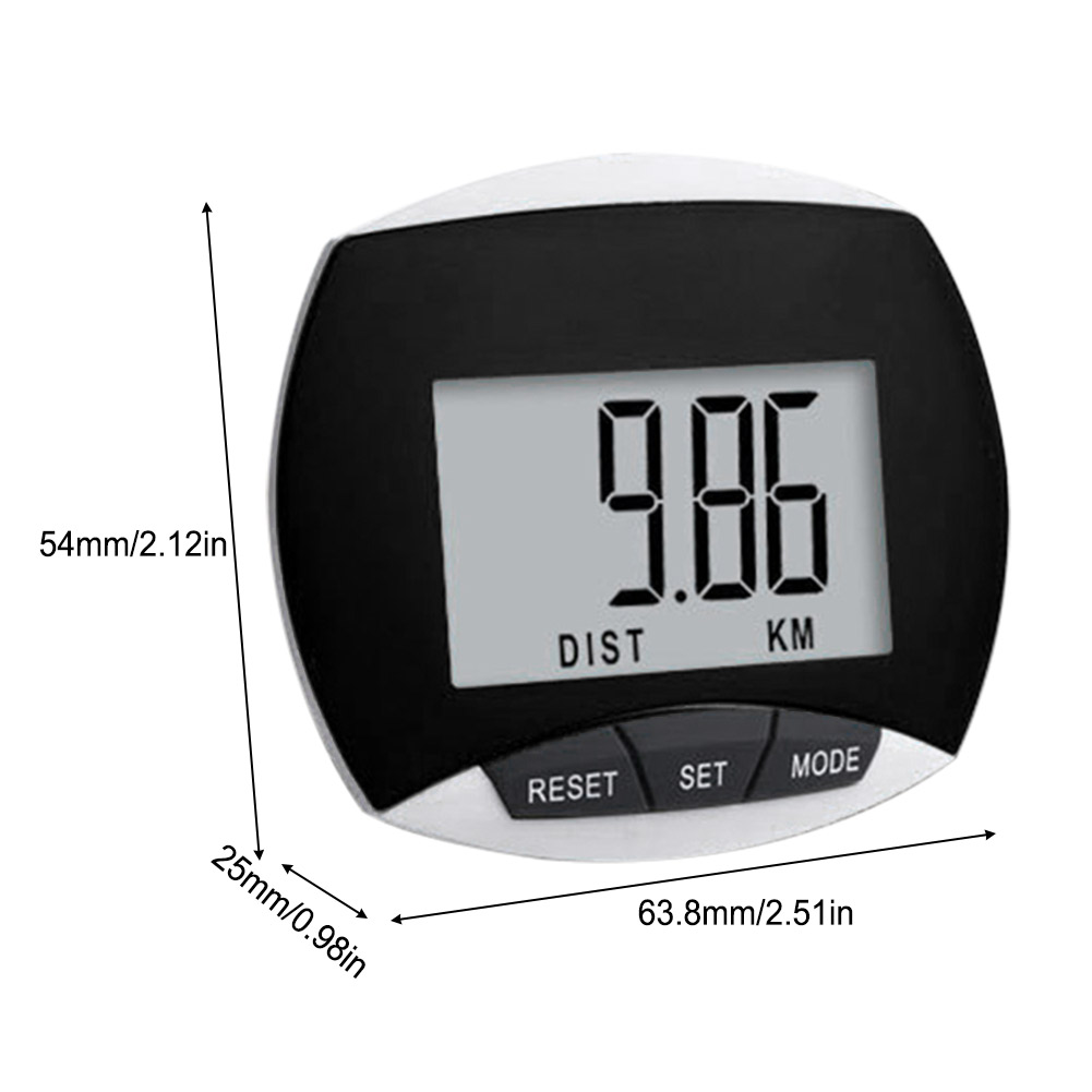 Loopafstand Stappenteller Digitaal LCD-scherm Loopafstandsmonitor Multifunctionele stappenteller voor heren Dames Kinderen Volwassen: Black