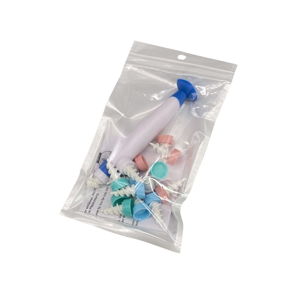Ear Wax Remover Q Grip Ear Cleaning Tool Kit With Suction Cup Bottom Ear Wax Cleaner 16pcs Replacement Heads Cleaning Brush: Blue