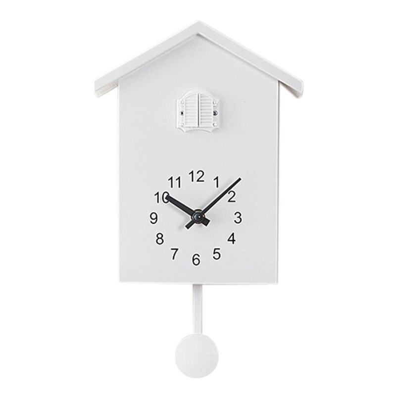 Horloge murale en plastique pour coucou, voix d&#39;oiseau naturelle ou appel de coucou, pendule , maison d&#39;oiseau, maison d&#39;art mural: WHITE