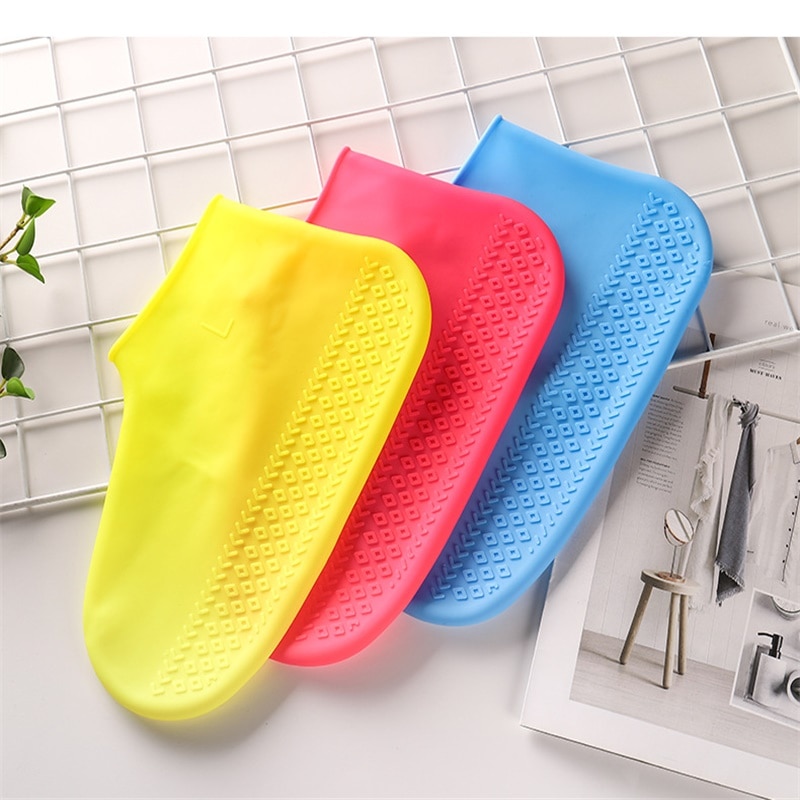1 par de botas de lluvia plegables portátiles, cubiertas de silicona para zapatos de alta elasticidad, Botas de lluvia impermeables para interiores y exteriores