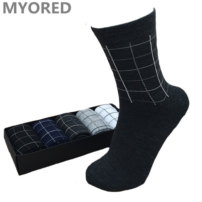 MYORED summer combed cotton breathable short business socks men dot diamond line solid color socken formal dress NO Box 5pair