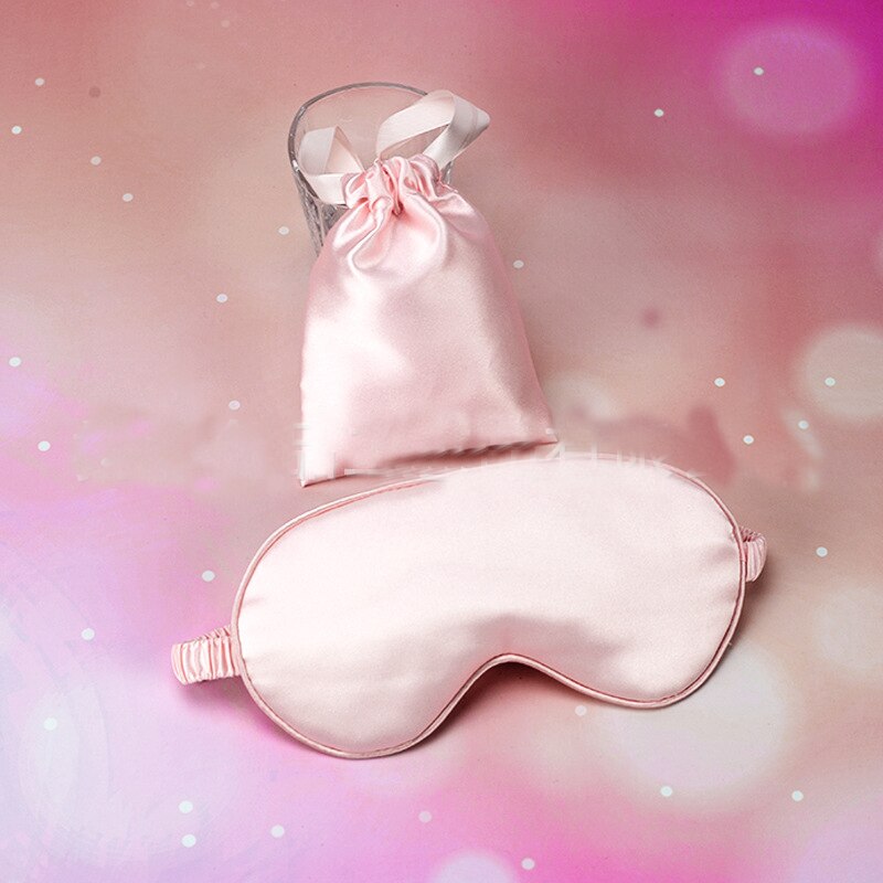 Máscara de ojos 100% seda pura de doble cara antifaz para dormir y vendar los ojos con correa elástica suave sombra de ojos para protección nocturna: Rosa