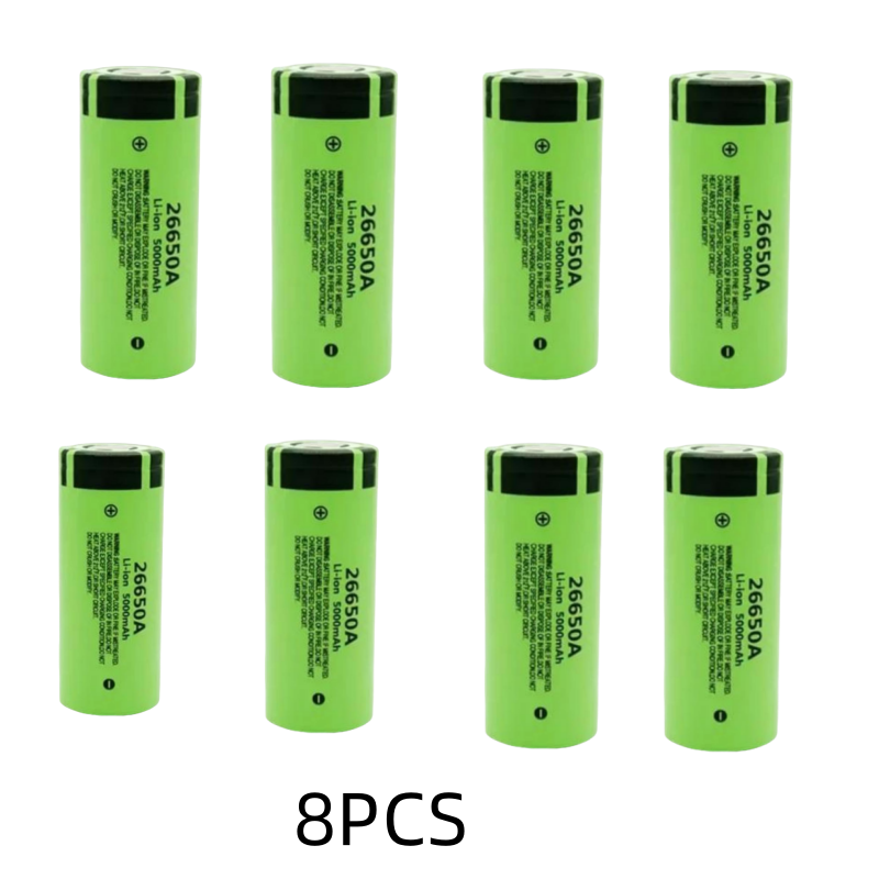 Original hochwertiger 26650-Akku 5000 mAh 3,7 V 50 A Lithium-Ionen-Akku für 26650 A LED-Taschenlampe + Ladegerät: Himmel Blau
