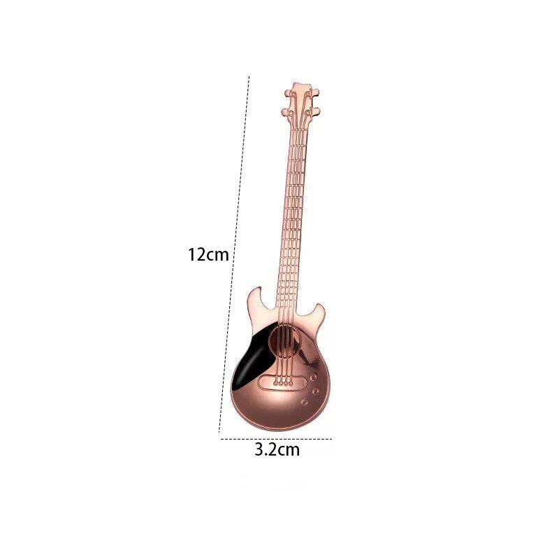 304 Roestvrij Staal Koffie Lepel Creatieve Gitaar Mini Lepel Roeren Honing Dessert Lepels Keuken Gereedschap Accessoires: rose gold