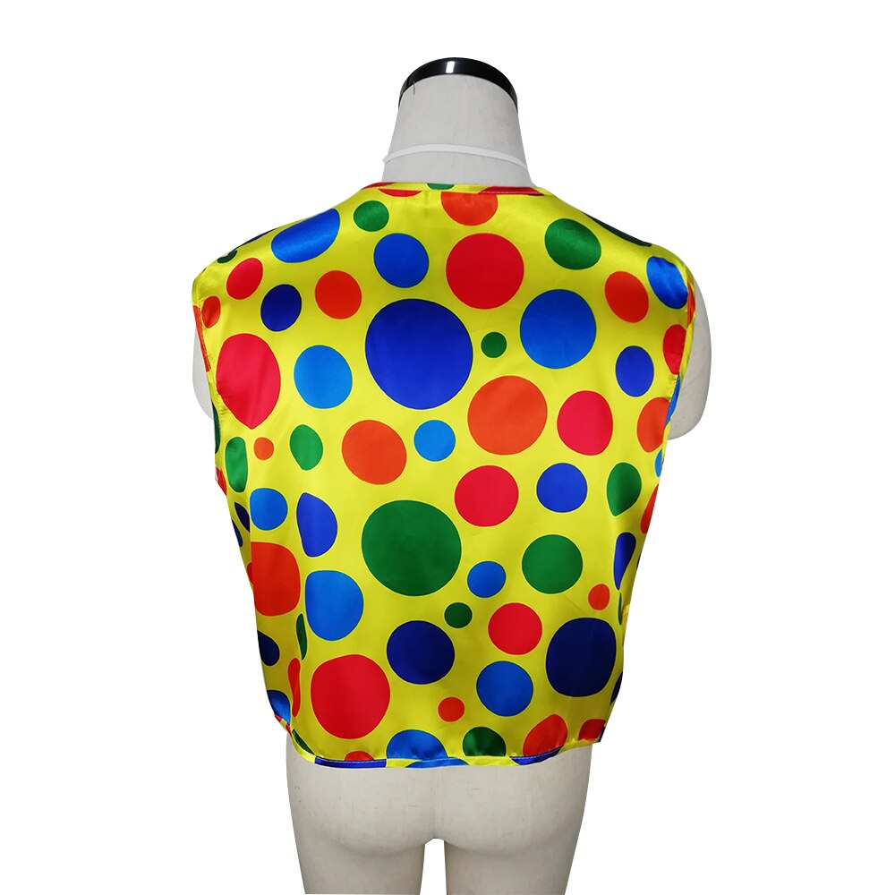 Trcosplay volwassen heren vest met gekleurde stippen circus clown vest en vlinderdas magische showkleding maskerade kostuums clown serie