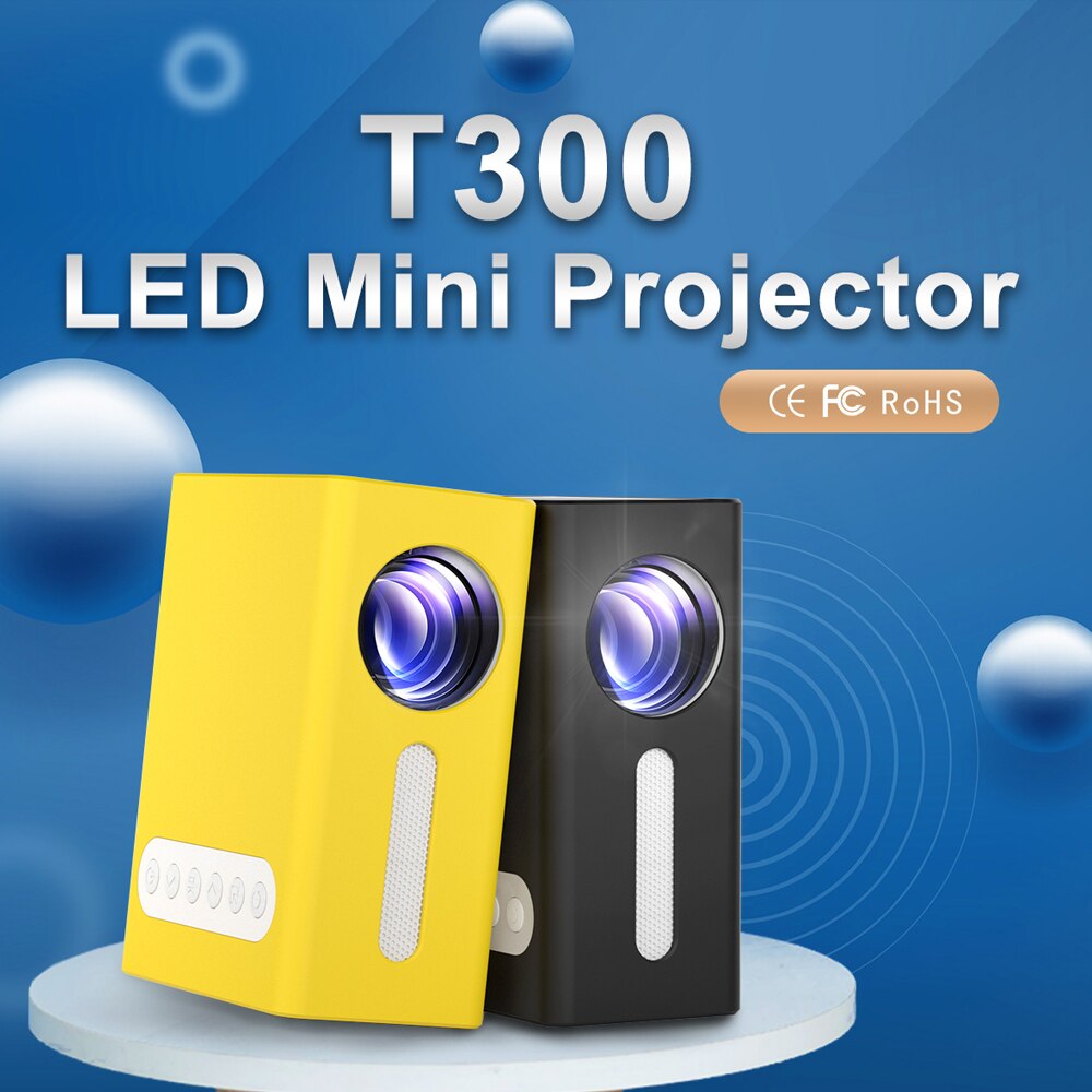 T300 led miniprojektor 320 x 240 piksler usb bærbar proyektor hjemmemediespiller barn vs  yg300 projektor