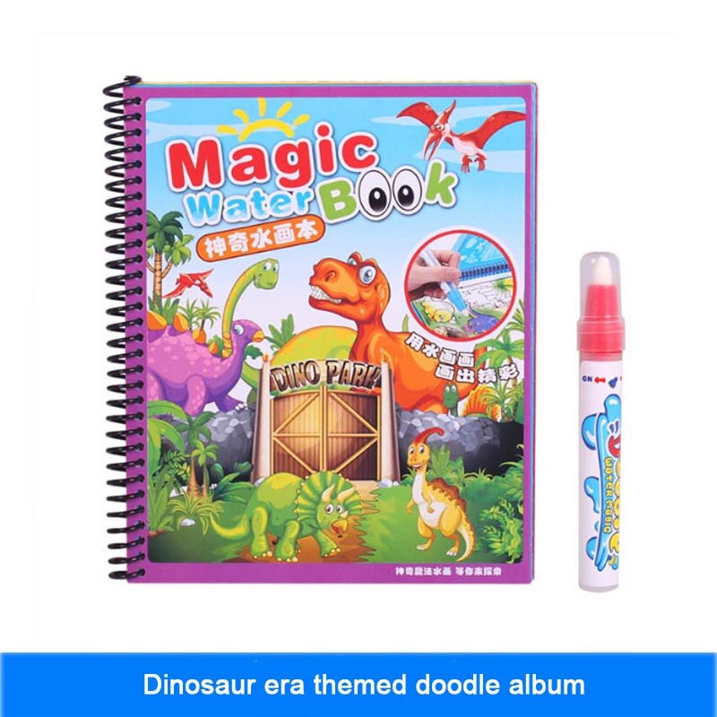 Disegno Album Giocattoli Del Fumetto Vernice Learning Libro Libro di Doodle Album di Pittura Acqua Riciclabile Colorazione Notebook Ricaricabile Penna Cartone: Dinosaur era