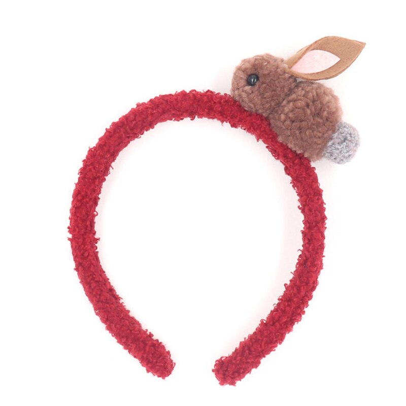 bandeau de dessin animé animal fait à la main en peluche lapin mignon coiffe unique fille pompon bandes de caoutchouc 6 couleur cheveux accessoires: 5