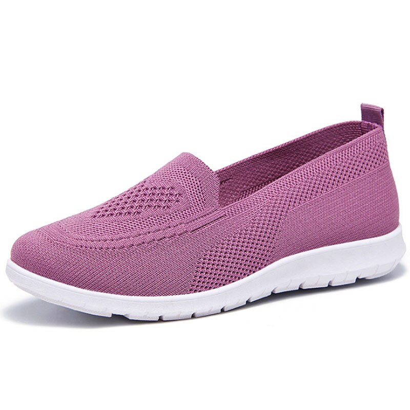 Mocassins en coton tricoté, confortables, à enfiler, chaussures de luxe, ballerine, chaussures âgées, automne chaussures pour dames: VIOLET / 37