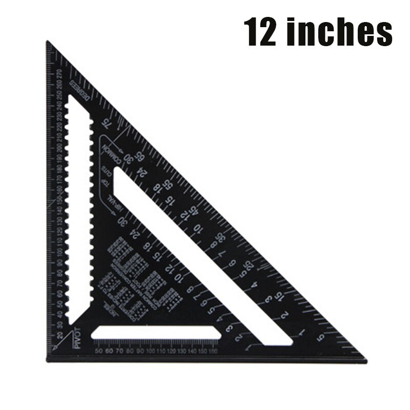 Metric Angle Ruler Aluminum Alloy Triangular Measuring Ruler Woodworking Speed Square Angle Protractor UD88: 12inch