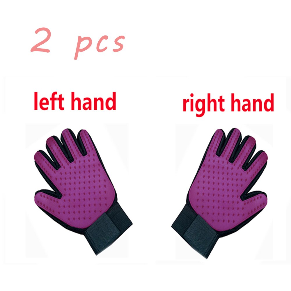 Gants de toilettage pour chat et chien, brosse pour éliminer les poils d&#39;animaux domestiques, peigne de nettoyage, gants de Massage: 2pcs Purple