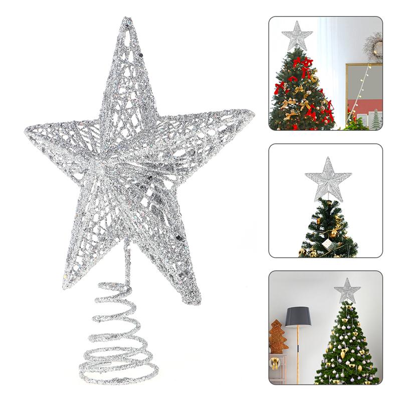 Udsøgt jern kunst ornament smukt træ stjerne til jul juletræ dekoration smedejern fem-spids stjerne top stjerne