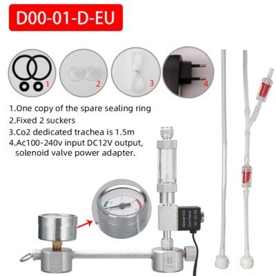 Zrdr Wyin Aquarium CO2 Generator Systeem Diy Kit Magneetventiel Druk Luchtstroom Aanpassing Water Plant Fish Co2 Klep Diffuser: D00-01-D-EU