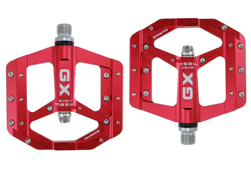 SHANMASHI Ultralight Mountain Bike Pedals Platform CNC Aluminum Alloy Bearings Bicycle Pedal MTB BXM Pedals Non-Slip Flat Pedals: red