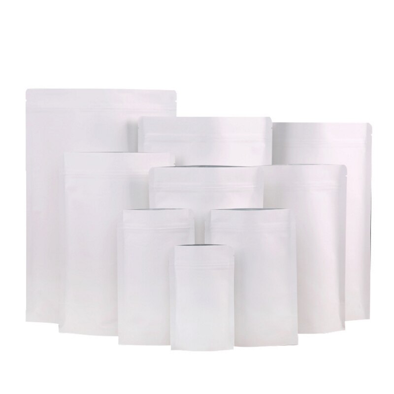 50pcs/lot White Aluminum Foil Self Sealed Packaging Bags Coffee Bean Baking Food Bag