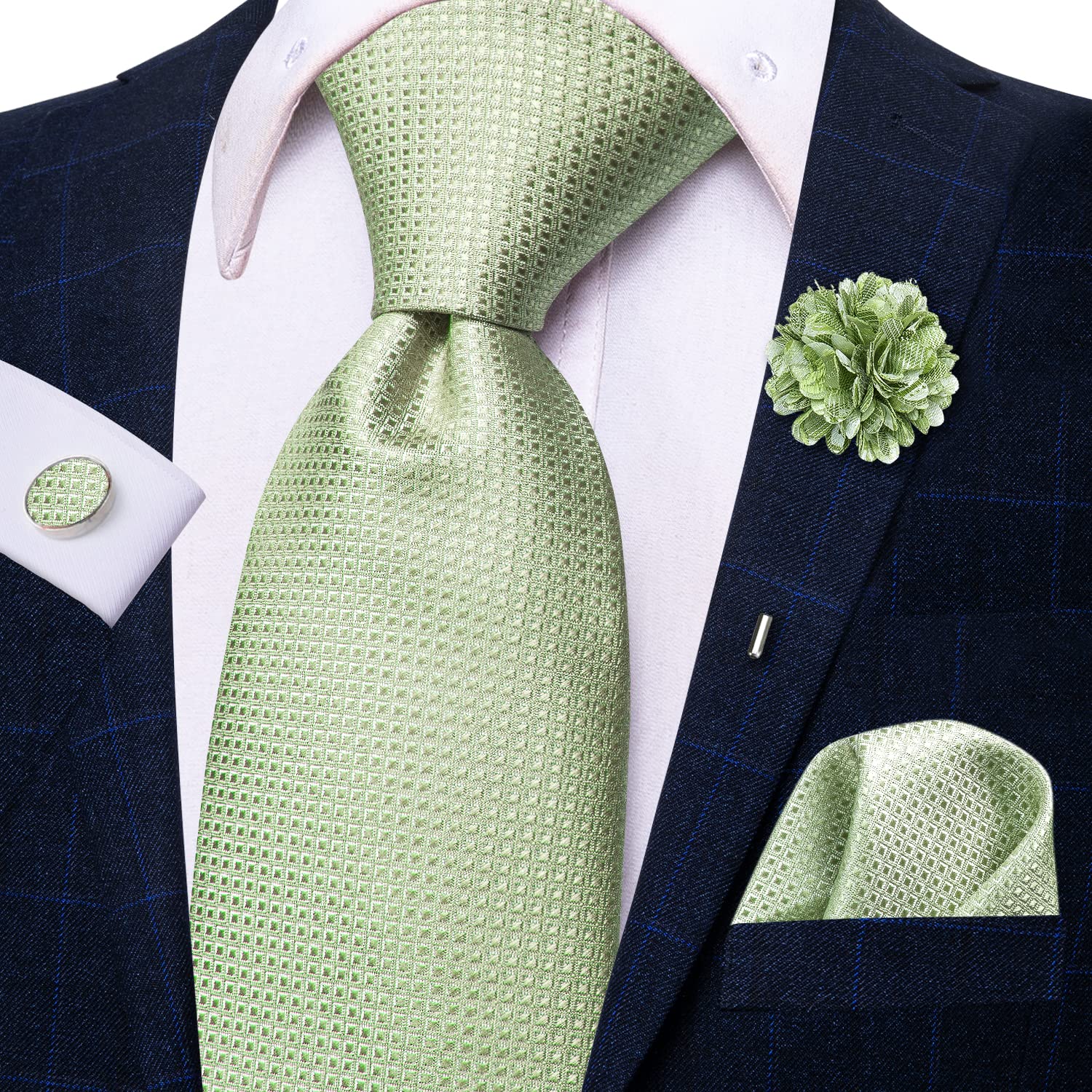 Corbata de negocios de seda azul claro liso para hombre, corbata de de alta corbata de lujo de 8,5 cm, broche de gemelos, corbata de boda para hombre 2023: Lavanda