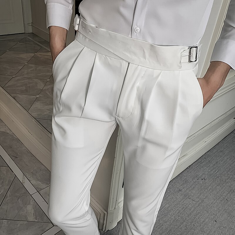 Masculinas blanc robe de mariée Pantalon pour hommes Costume d'affaires Pantalon décontracté mince Pantalon formel Pantalon Costume hommes Costume Pantalon