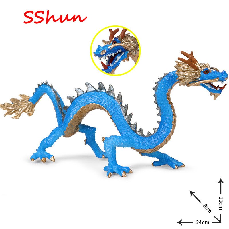 Jouet modèle de Dragon bleu Shenlong Jiaolong, 24x8x11cm, mythologie et légende orientale, Dragon chinois