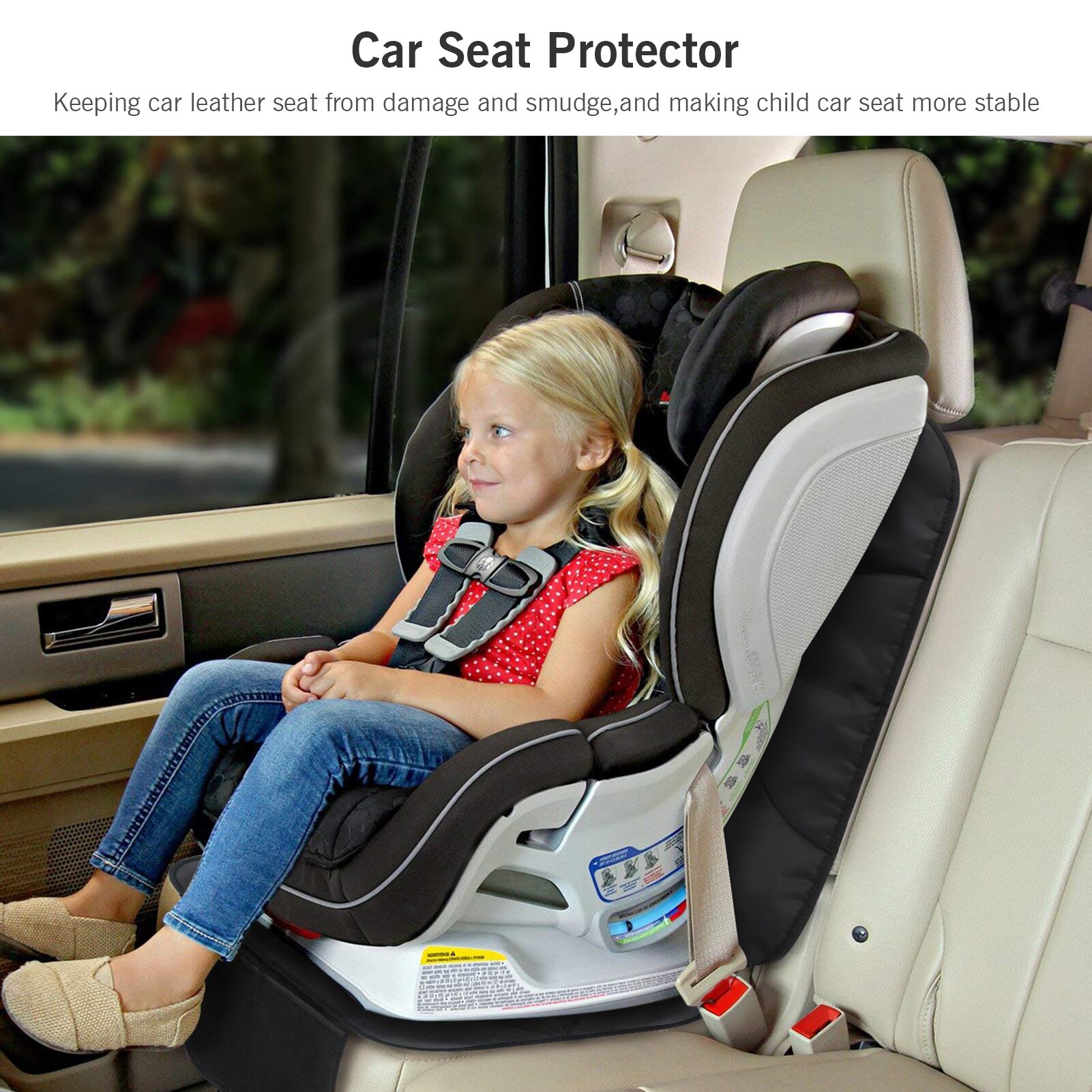 2pcs Car Seat Protector Car Back Seats Protective Mat Protection Pads for Child Car Seats Durable Anti-slip with 2 Mesh Pockets
