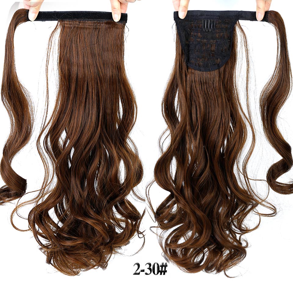 AILIADE Women Long Corn wavy Wrap Around Magic Paste Ponytail Hair Extension Resistant High Temperature Hairpieces Synthetic: T27/30/4