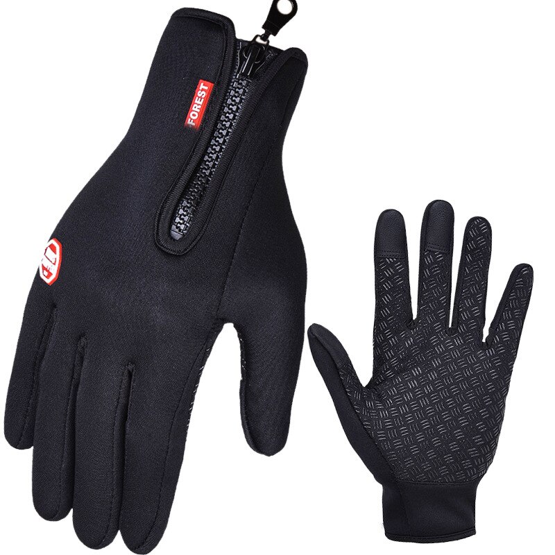Cykling unisex varma handskar vinter vindtäta full finger handskar utomhus bergsklättring fleece pekskärm vantar