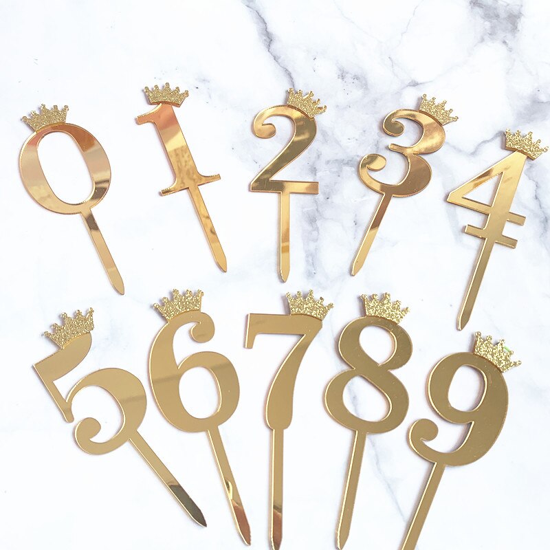 Acrylic Glitter Crown Numbers Happy Birthday Cake Topper Birthday Cakes Baby Shower Cupcake ToppersWedding Cake Toppers