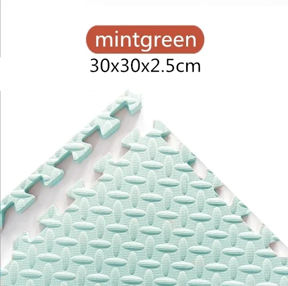 Tapis de sol en mousse pour enfants, 2.5cm d'épaisseur, couture pour enfants, ramper, escalade, maison, chambre à coucher, salon, Tatami: 8pcs with 8edge / Mint Green