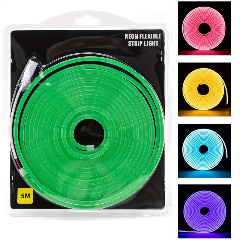 1 Roll 12V 196.85in/5M LED Flexible Silicone Neon Light, Outdoor LED Strip Lights Waterproof, 2835 12-bead Neon Light, 12V 6*12