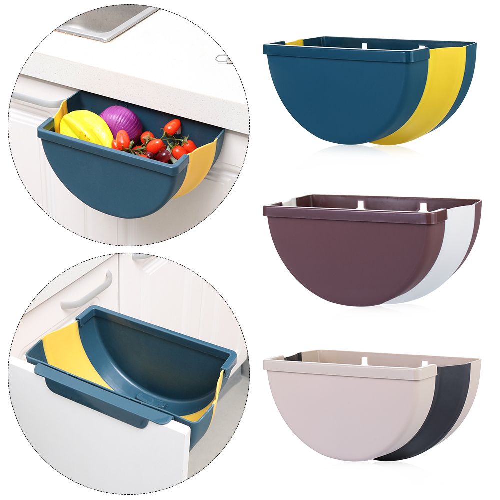 Kitchen Trash Can Useful Wall Mounted Bracket Organizer Car Garbage Bin Office Wastebaskets Foldable Storage Bins