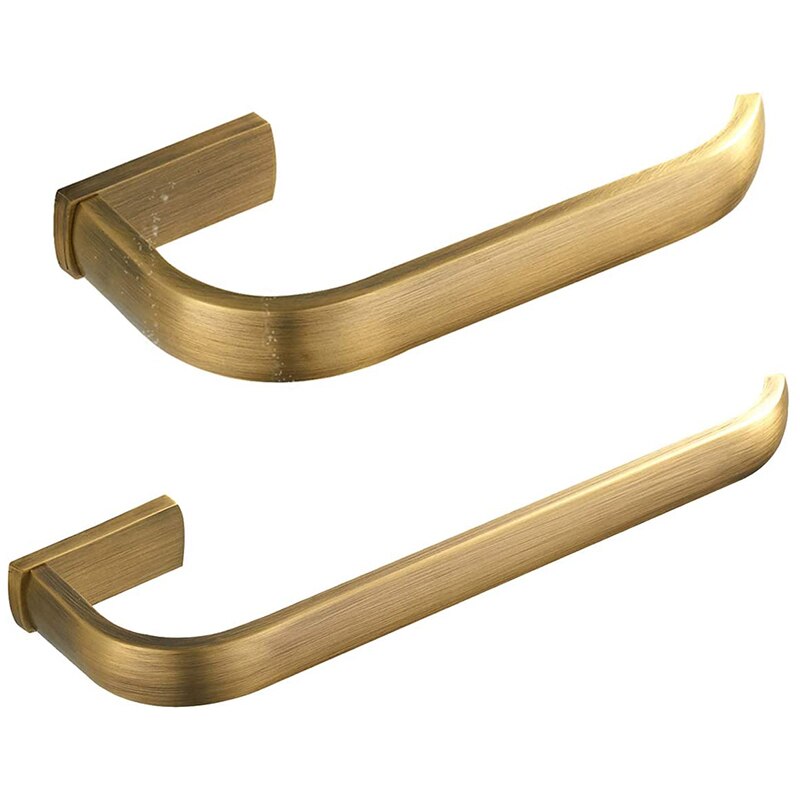 2pc sæt badeværelsestilbehør - håndklædering og toiletrulleholder antik messing vægmonteret, børstet bronze: Default Title