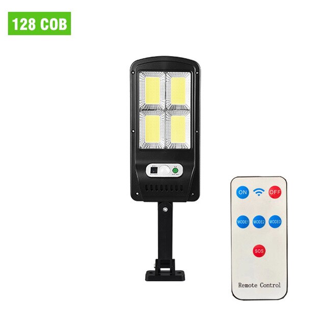 Solar Sensor Lamp Street Lights 128 LED COB Wall Powered Rechargeable Waterproof Wireless Remote Control Solar LED Light Outdoor: 128COB with Control