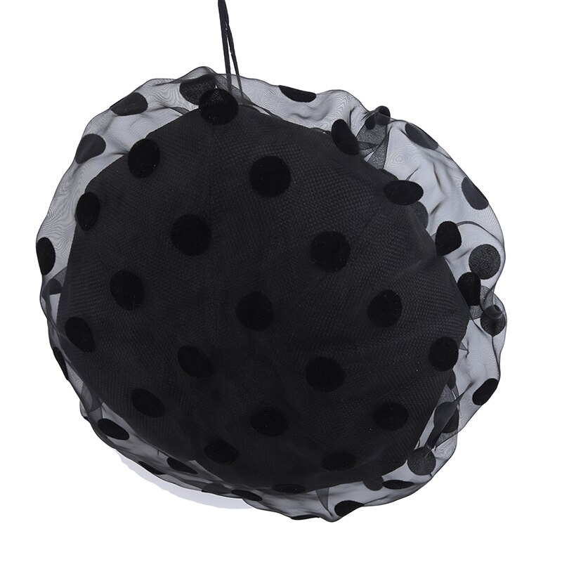 Boina de algodón Organza, novedad en boina de verano para mujer, boina negra suave con lunares, boina blanca y negra para mujer: Black