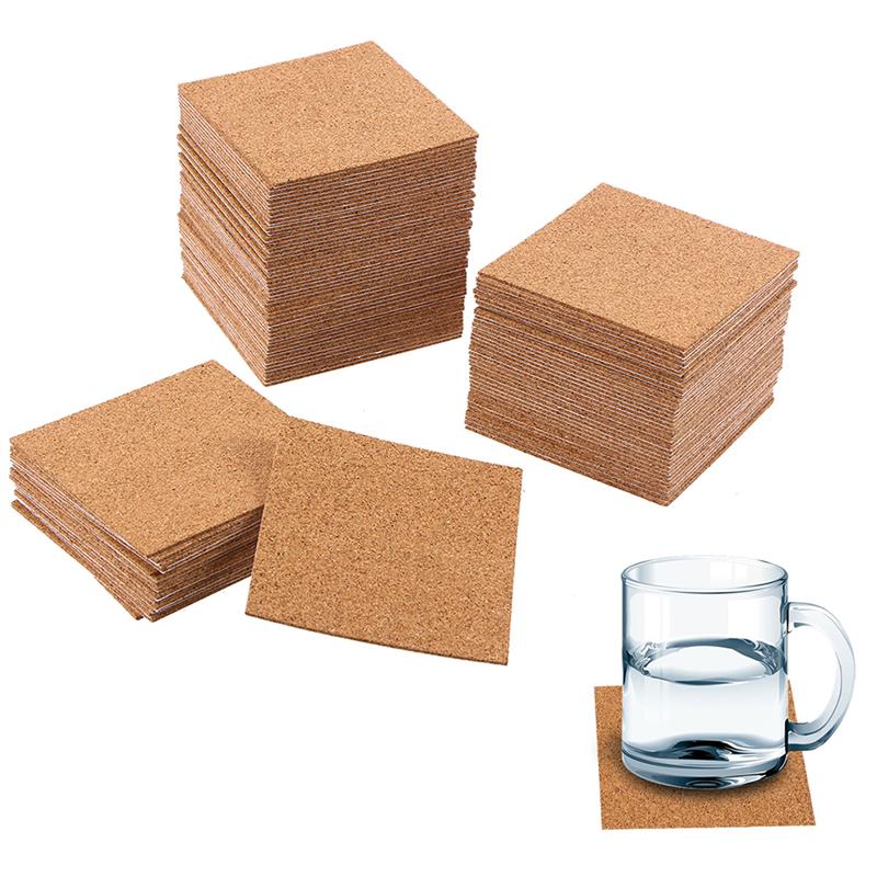 10PCS Self-adhesive Cork Coasters Squares Cork Mats Cork Backing Sheets for Coasters and DIY Crafts Supplies