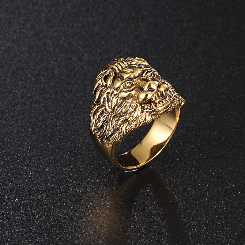 Overheersend Lion Head Ring Koning Van De Stijl Van Staal Gieten Stenen Leeuw Ring