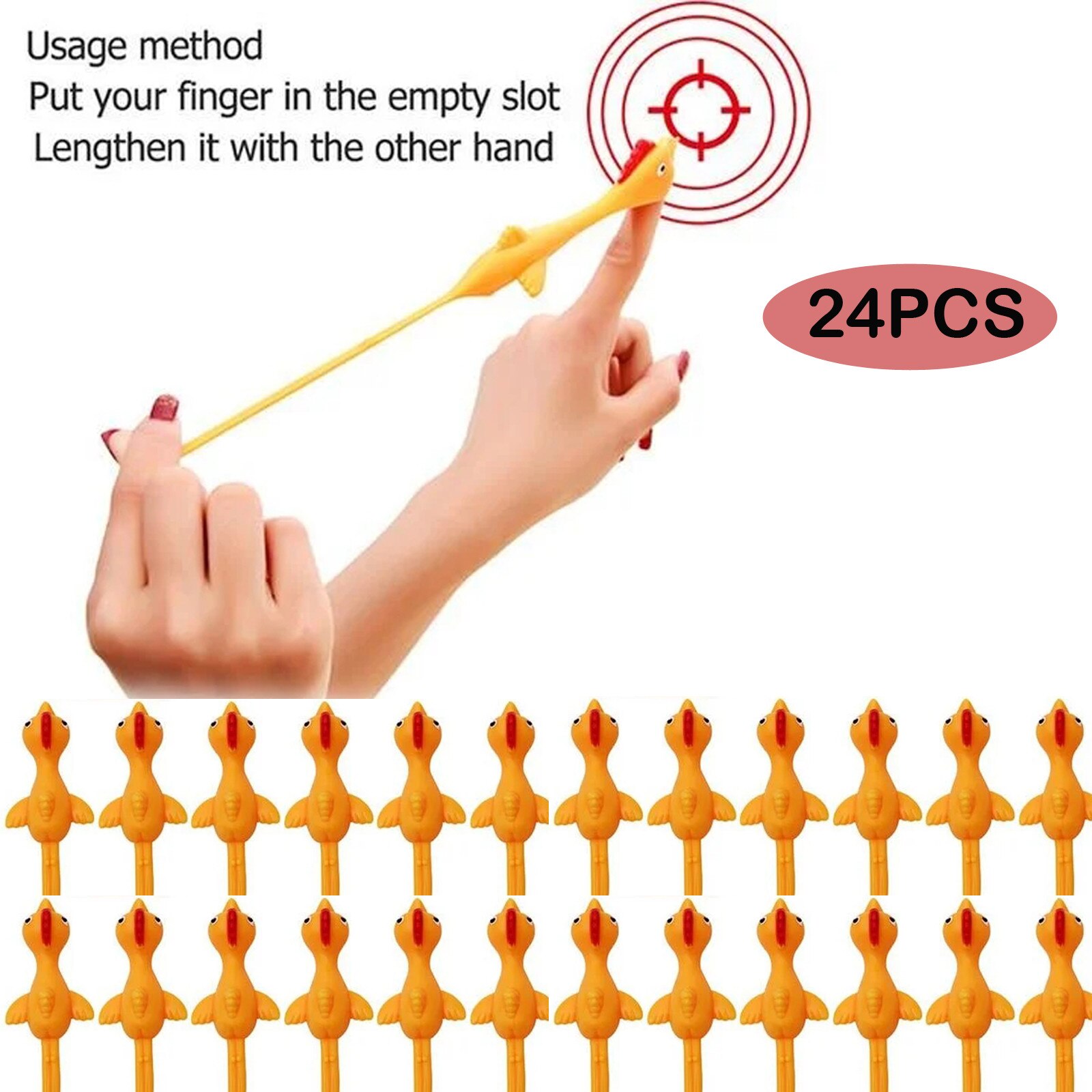 Poulet en caoutchouc Flick poulet volant poulet Flingers extensible de noël jouet doux en caoutchouc nouilles élastique corde jouets: C-24PC