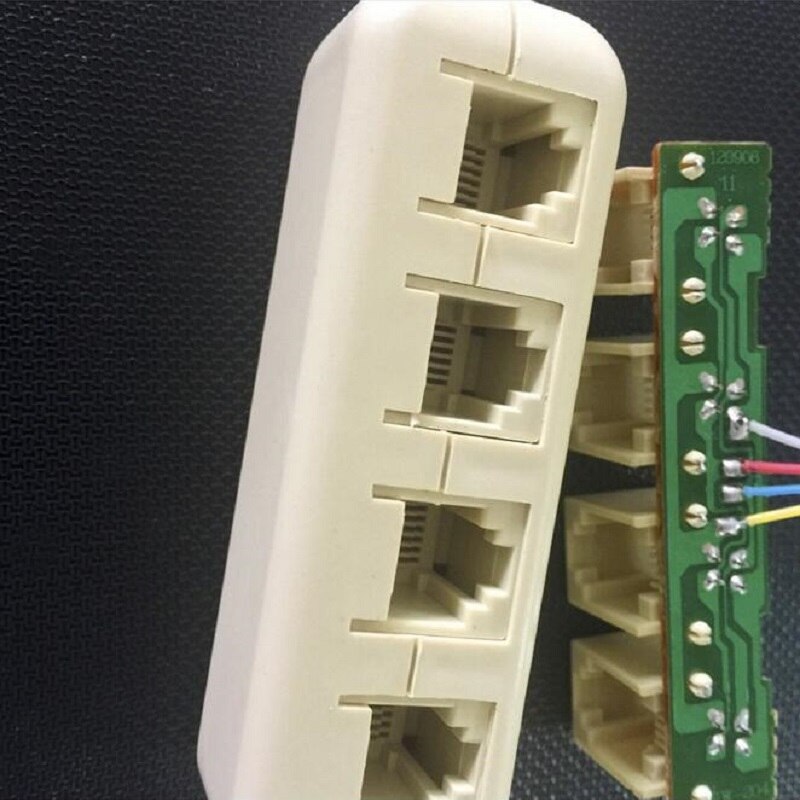 RJ11 6P4C om 6P4C 4Way Telefoon Kabel Modulaire Splitter Adapter RJ11Communication Junction Box Modulaire Splitter adaptador blanco