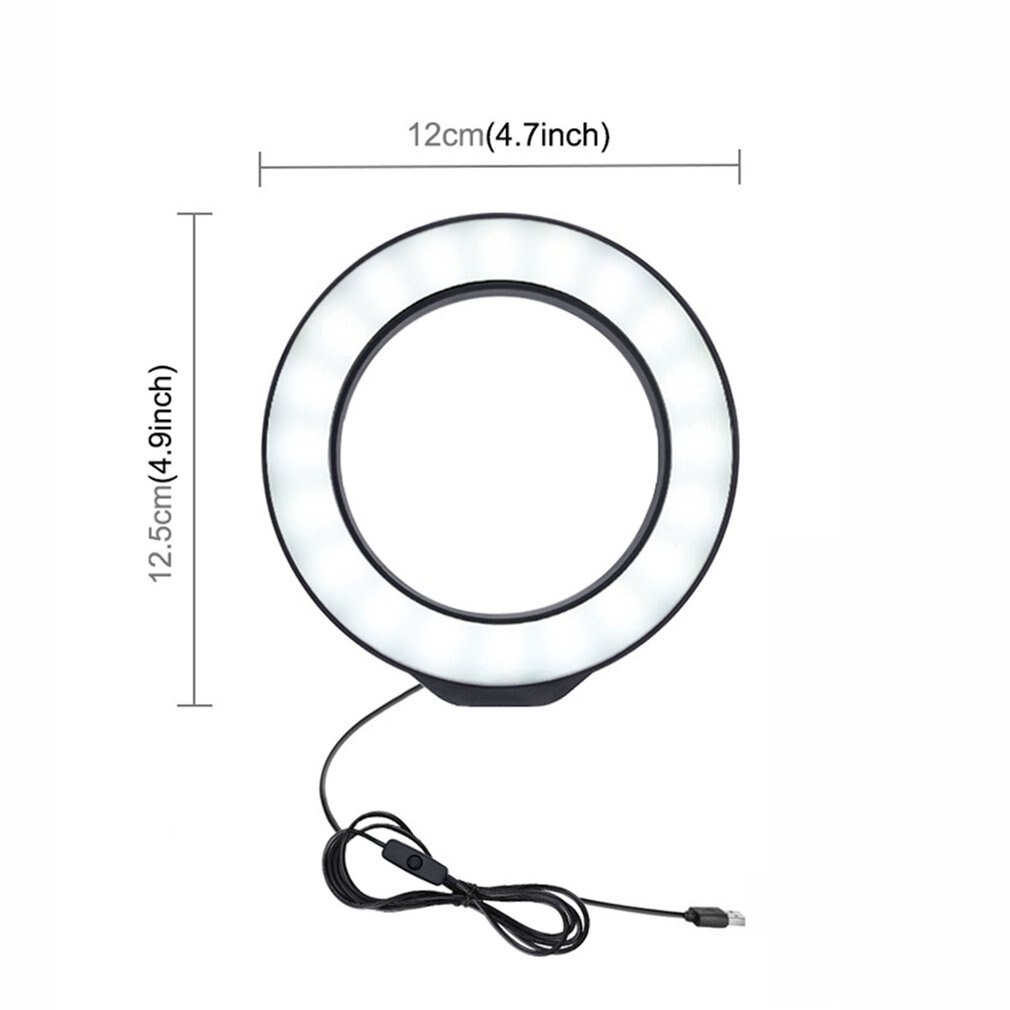Pu421B 4.7 Inch 12Cm Usb Wit Licht Led Ring Vlogging Fotografie Video Lichten Zwart Led Licht Invullen