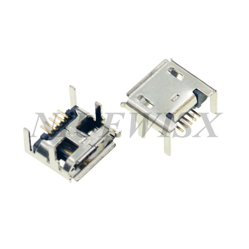 10 stücke Micro USB Buchse 5pin Typ B 4 Vertikale Beine Löten Anschlüsse Lade Buchse Lange füße 1,8mm