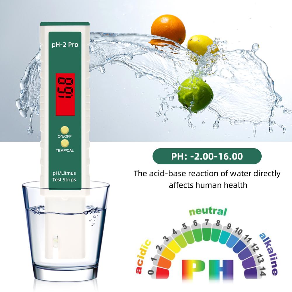 Yieryi Digitale Lcd Ph Meter Pen PH-2Pro Litmus Ph Meter -2.00-16.00 Ph Tester Aquarium Zwembad Water Test Tool Atc